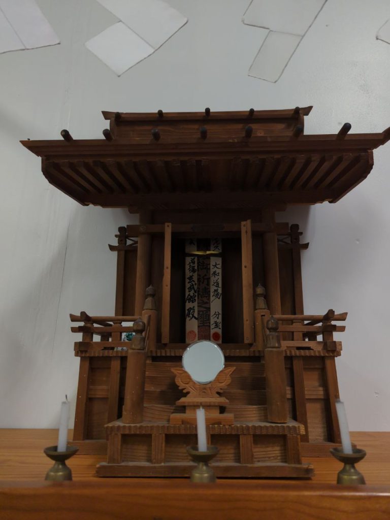 Shinto shrine with candles