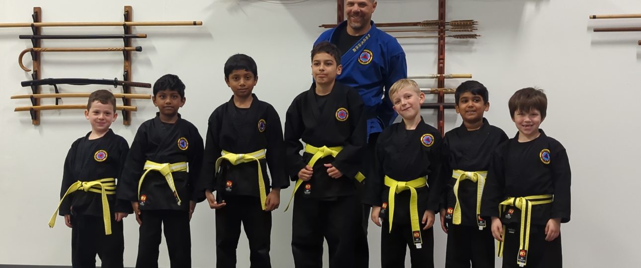 martial arts teacher with students