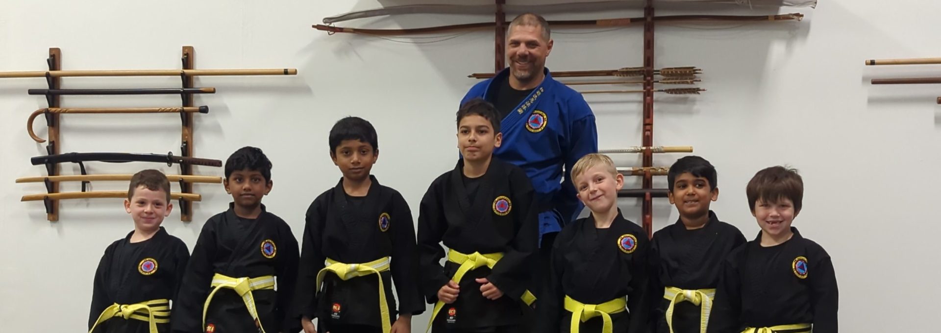 martial arts teacher with students