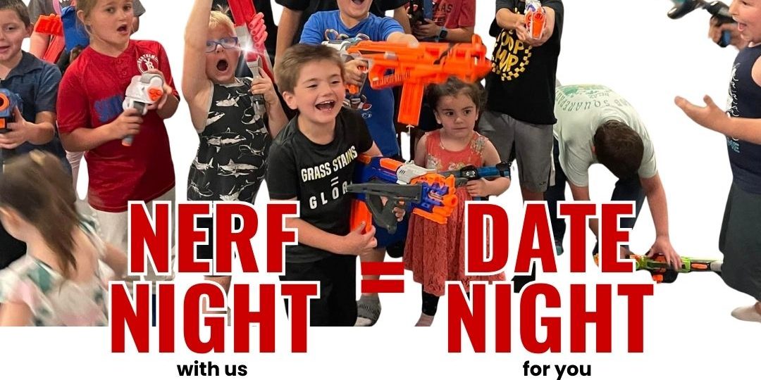 Image promoting Nerf Night Out an activity for kids in Liberty Hill, TX