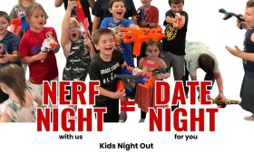 Image promoting Nerf Night Out an activity for kids in Liberty Hill, TX