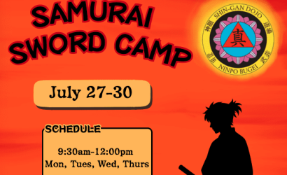 Flyer for Samurai Sword Camp Summer Camp for Middle School students in 2July 026