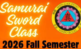 Flyer for Youth Kenjutsu (Sword Class) program at Shin Gan Dojo for Fall Semester 2026